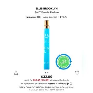 SALT by Ellis Brooklyn EDP .33oz / 10mL.  New in Box.  purse Spray.